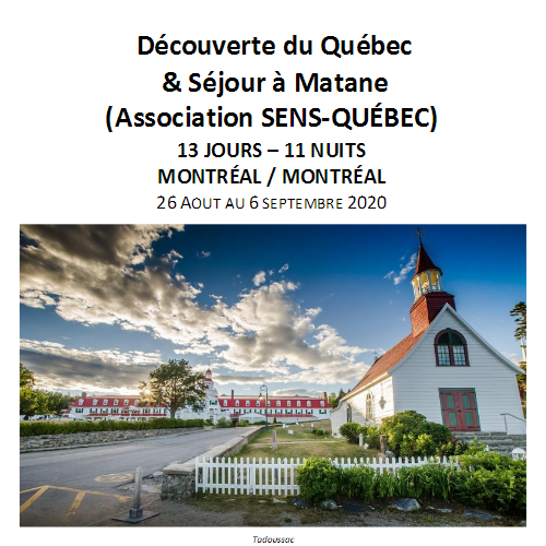 Découverte du Québec & Séjour à Matane – Association SENS-QUÉBEC